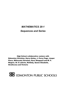 Mathematics 20-1 Sequences and Series