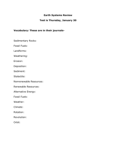 Earth Systems Review Test is Thursday, January 30 Vocabulary