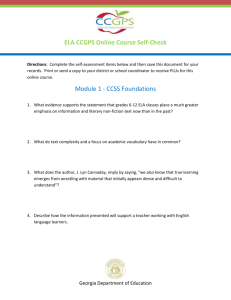 ELA CCGPS Online Course Self-Check