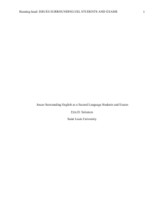 Running head: ISSUES SURROUNDING ESL STUDENTS AND