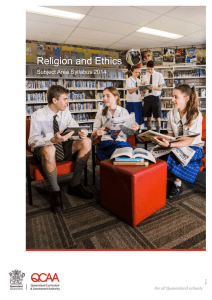Religion and Ethics Subject Area Syllabus 2014