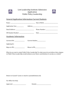 Lott Leadership Institute Admission Application