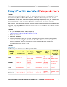 Energy Priorities Worksheet Example Answers