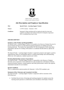 Job Description and Employee Specification