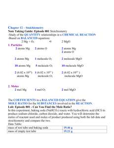 Chapter 12 – Stoichiometry Note Taking Guide: Episode 801