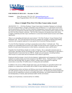 Bruce I. Knight Wins First USA Rice Conservation Award