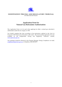 Application form for Natural Gas Reticulator Authorisation