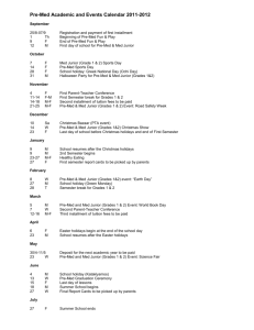 Pre-Med Academic and Events Calendar 2011