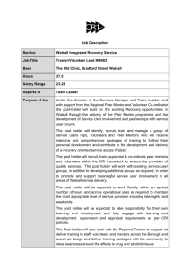 Job Specification for NM483 - Trainer Volunteer Co-ordinator