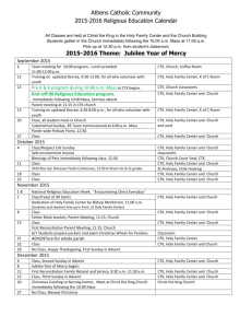 Religious Ed Calendar 2015-16