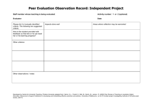 Independent Project Observation Record