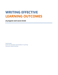 Learning Outcomes Package - Centre for Innovation and Excellence