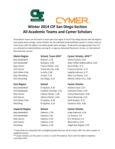 Winter 2015 All Academic Teams and Cymer Scholars