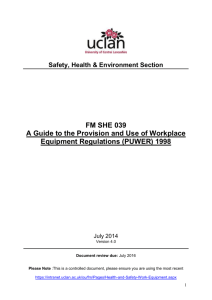A Guide to the Provision and Use of Workplace Equipment