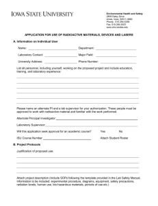 Application for Use of Radioactive Materials, Devices and Lasers