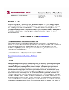 Joslin Diabetes Center is an Equal Opportunity Employer M/F/D/V