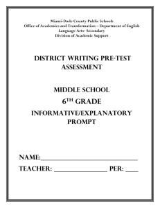 District Writing Pre-Test Assessment- Middle School