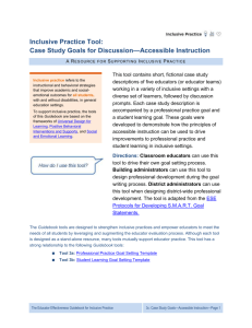 Case Study Goals for Discussion*Accessible Instruction