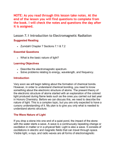 Lesson 7.1 Electromagnetic Radiation