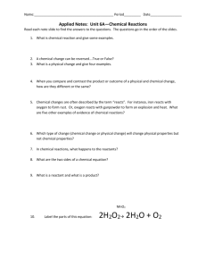 Applied Notes: Unit 6A—Chemical Reactions