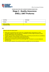 Stage 2 - Quality Assurance SHELL UNIT Proforma