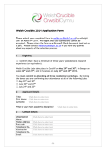 Welsh Crucible 2014 Application Form