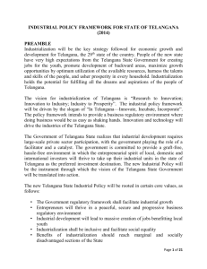 Industrial Policy Framework - Chief Minister of Telangana