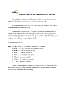 Treatment plan for Bee Stings and allergic reactions