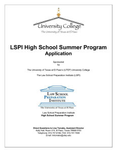 LSPI High School Summer Program Application