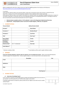 Payment of fees and expenses form for