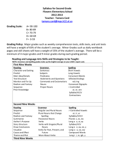Syllabus for Second Grade Reading and Language Arts
