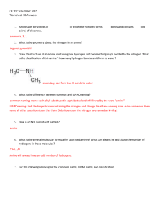 CH 107 SI Summer 2015 Worksheet 10 Answers Amines are