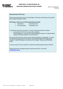 Discontinuation of courses
