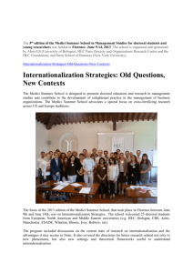 Internationalization Strategies: Old Questions, New Contexts