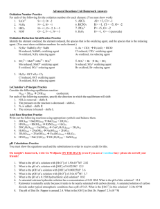 Advanced Reactions Unit Homework Assignments