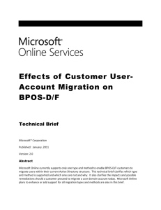 Tech Brief - Effects of Customer User Account Migration