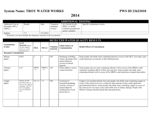 2014 Troy Water Works CCR Table