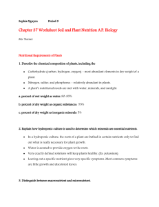 Chapter 37 Worksheet Soil and Plant Nutrition AP