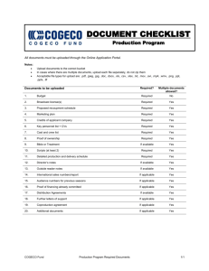 Production Program Document Checklist
