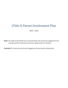 (Title I) Parent Involvement Plan - Baltimore City Public School System