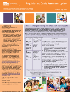 Regulation and Quality Assessment Update Issue 13 | May 2015 1