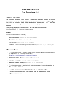 Supervision Agreement for a dissertation project