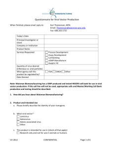 Questionnaire for Viral Vector Production Services