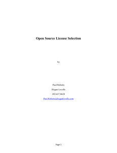 Open Source License Selection Paper by Paul Roberts
