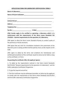 Application form for Laboratory Certification