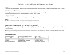 Waterford Levels and Scope and Sequence at a Glance Phonics