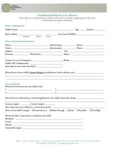 Pediatric Intake Form - Lonsdale Naturopathic Clinic