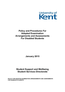 policy for adapted examination arrangements and assessments