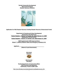 Application for HUD Disaster Recovery Funding