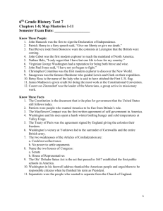 6 th Grade History Test 7 Chapters 1-8